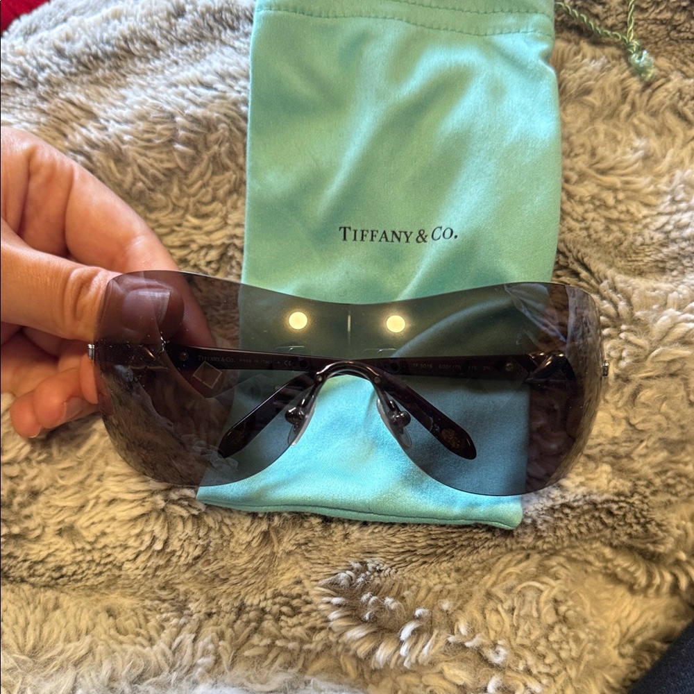 Tiffany & Co. Sunglasses with Dark Lenses and Aqua Pouch